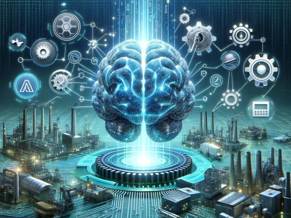 DALL·E 2024-02-12 20.00.16 - A visually captivating 3D realistic image that embodies the theme 'Unveiling AI_ Transforming Industries with Artificial Intelligence'. The image shou